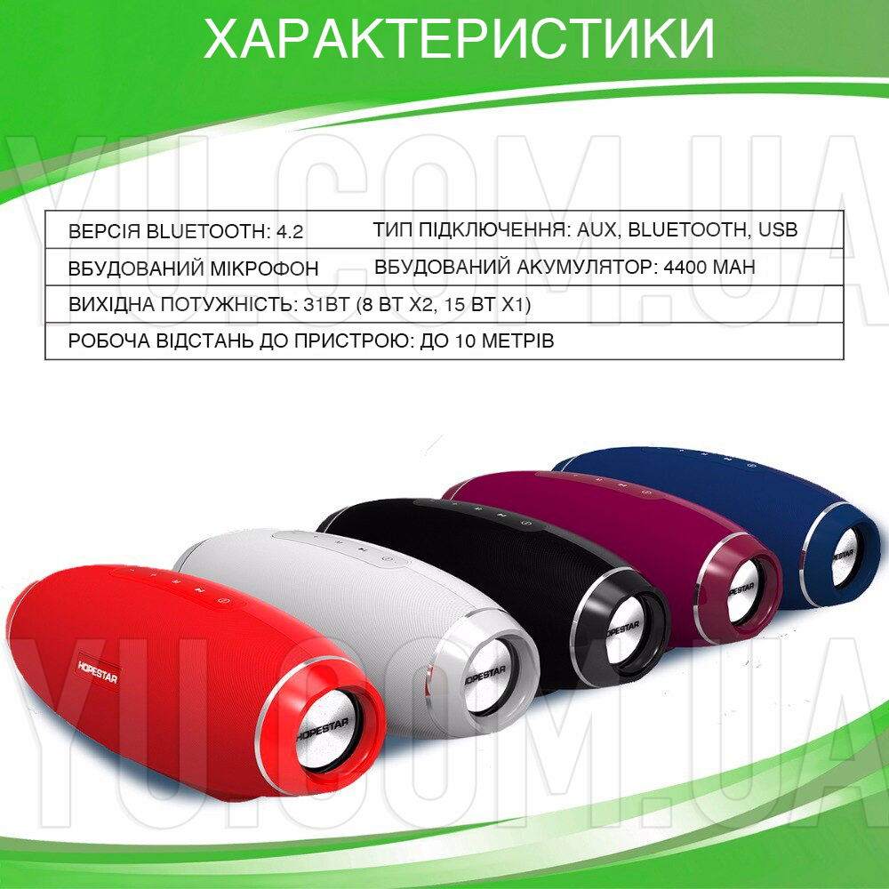 Портативна Bluetooth колонка PowerBank Hopestar H20 USB, FM Портативна Bluetooth колонка PowerBank Hopestar H20 USB, FM